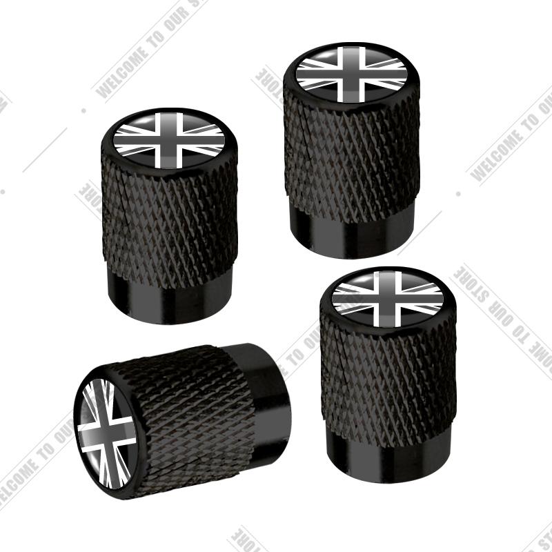 Car CNC Aluminum UK Flag Emblem For Mini Cooper Jaguar Land Rover Ford Opel Honda Nissan 4pcs Tire Valve Air Port Stem Cover Cap rlpf6