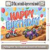 Happy Birthday Off-Road Theme, 1pc Polyester Party Backdrop Banner, Photo Booth Background, Wall Decor