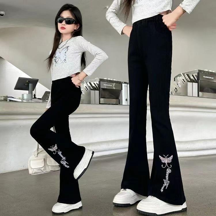 Девичьи расклешенные брюки на флисовой подкладке: Модная осенне-зимняя повседневная одежда для подростков