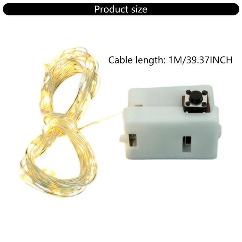 Гирлянды на батарейках 10 светодиодных мини-гирлянд Серебряная проволока Огни светлячков для ваз букета