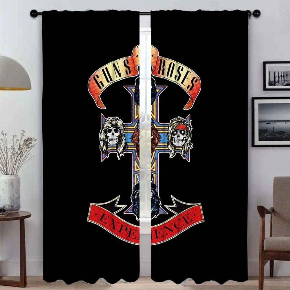 Guns N'Roses Разделение Домашний Интерьер Шторы 2 Части Гостиная Шторы Хэллоуин Украшения Оттенки Шторы для Спальни