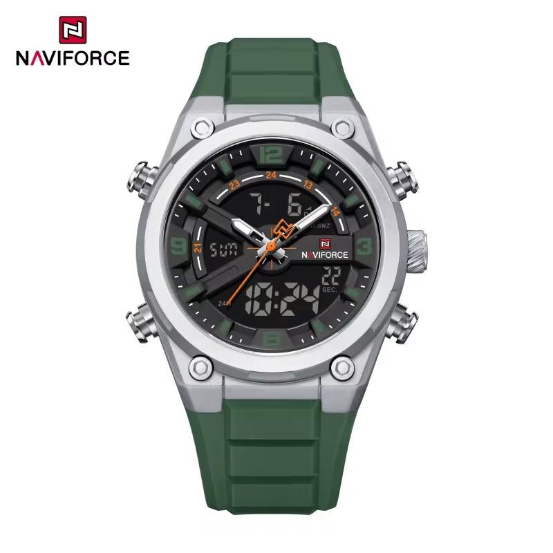 NAVIFORCE 9265 Роскошные Мужские Кварцевые Часы с Двойным Дисплеем Водонепроницаемые Мужские Силиконовые Часы на Руку Модный Спортивный Браслет Повседневные Reloj
