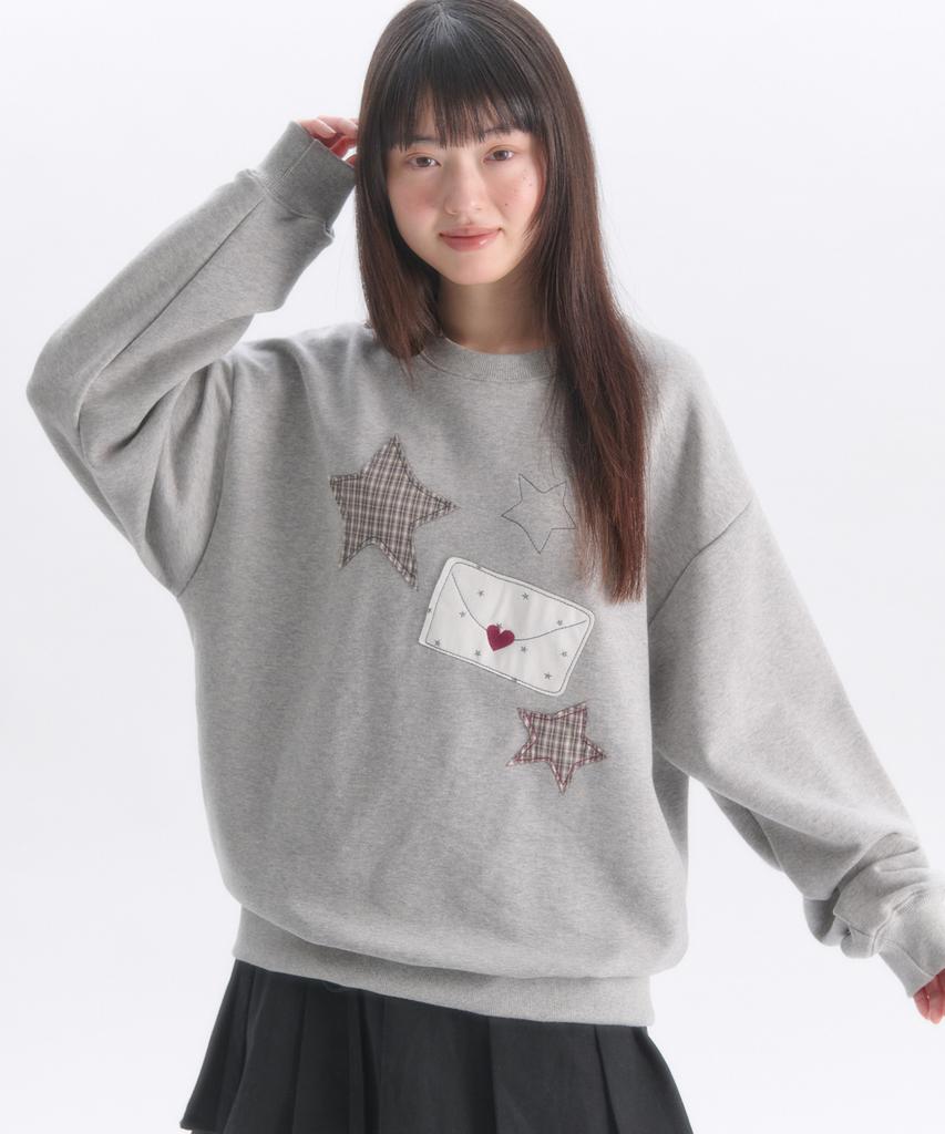 AMBLER By Letter Applique Embroidered Sweatshirt Amm1403 (Melange)