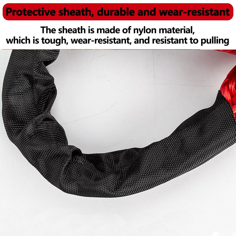 17T Synthetic Soft Shackle Car Trailer Pull Rope with Protective Sleeve for Heavy Duty Off-Road Truck Recovery
