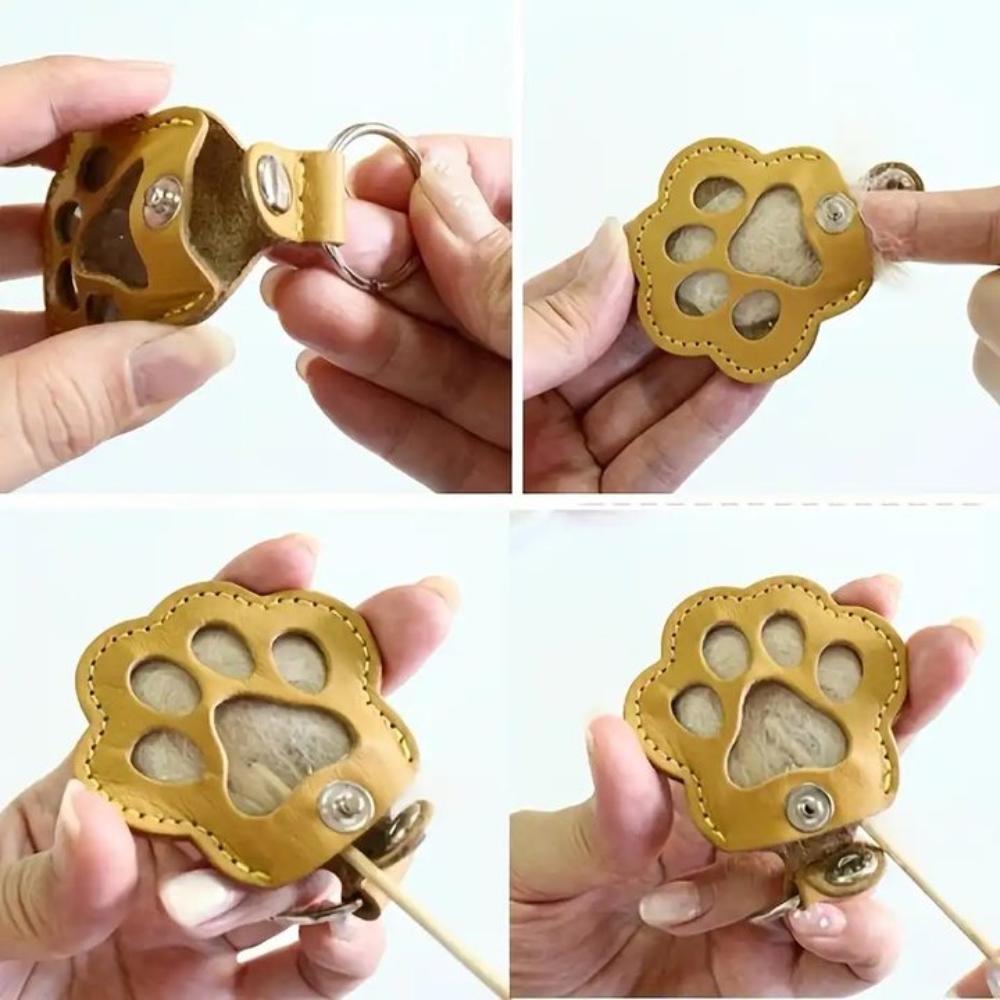 Creative Cat Claw Keychain Kitty Dogs Paw Pendant Exquisite Pet Hair Storage Bag  Hanging Accessory