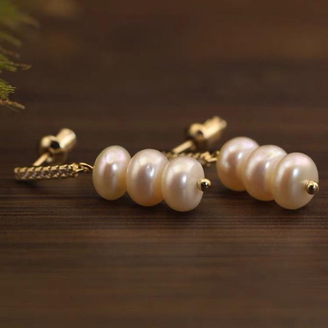 Натуральные крупные пресноводные жемчужные серьги-гвоздики, слегка инкрустированные стразами, серьги с серебряной иглой 925 пробы, элегантные универсальные серьги, классические wo