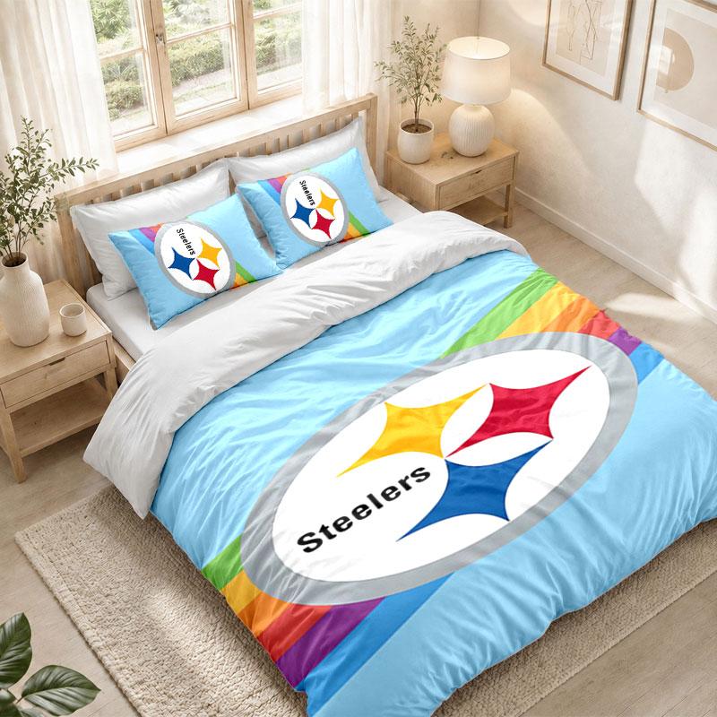 Bedding Set 1 Duvet Cover 2 Pillowcases Pittsburgh Steelers Print Bedroom Home Decoration