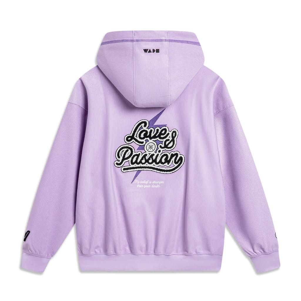 Li Ning Sports Lifestyle Series Wade Christmas Series Letter Hooded Comfortable Breathable Universal Loose Sweatshirt Men sweatshirt Purple AWDU653-3