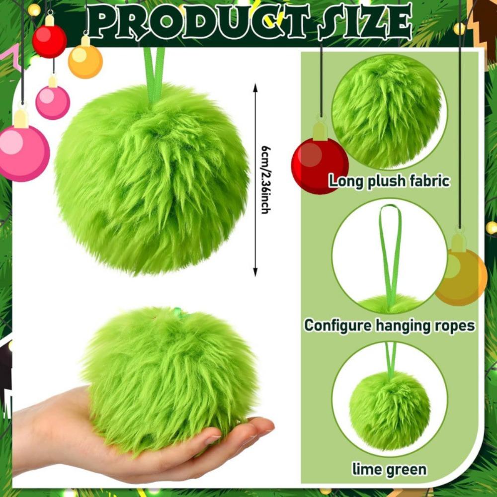 12 шт. Лаймово-зеленый пушистый рождественский шар плюшевые рождественские подвесные украшения камин