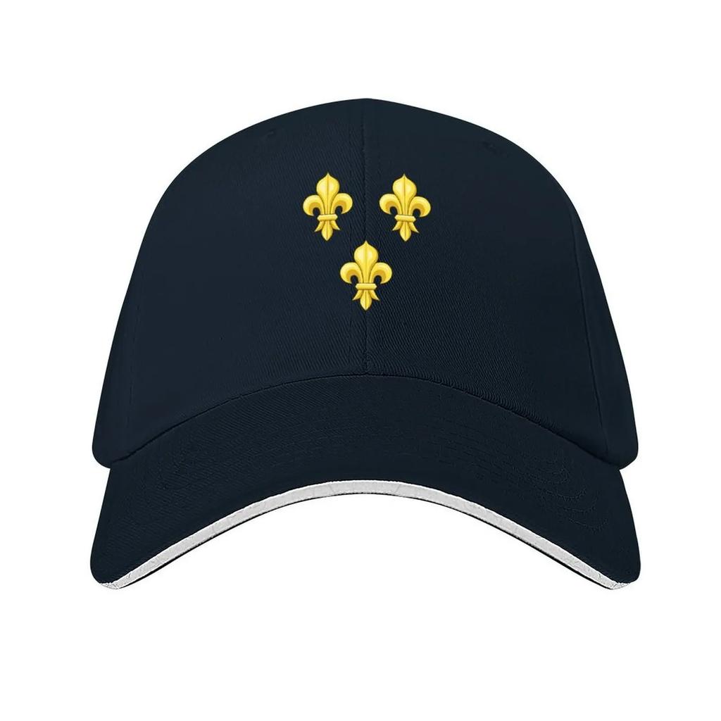 Бейсболка Blason France moderne, французский королевский золотисто-желтый цвет, геральдическая лилия, синий цвет, герб короля Франции, винтажная белая бейсболка.