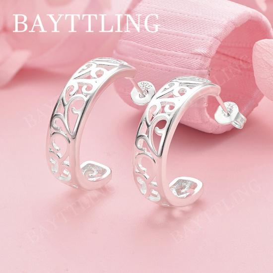 Charming 925 Sterling Silver Exquisite Cutout Pattern Earrings Fashion Women Party Accessories Wedding Jewelry