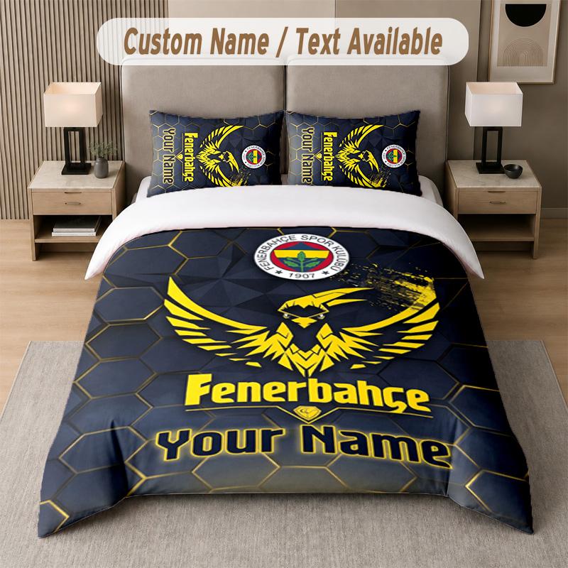 Fenerbahçe FC Design Bedding Set Custom Text 1 Duvet Cover & 2 Pillow Cases