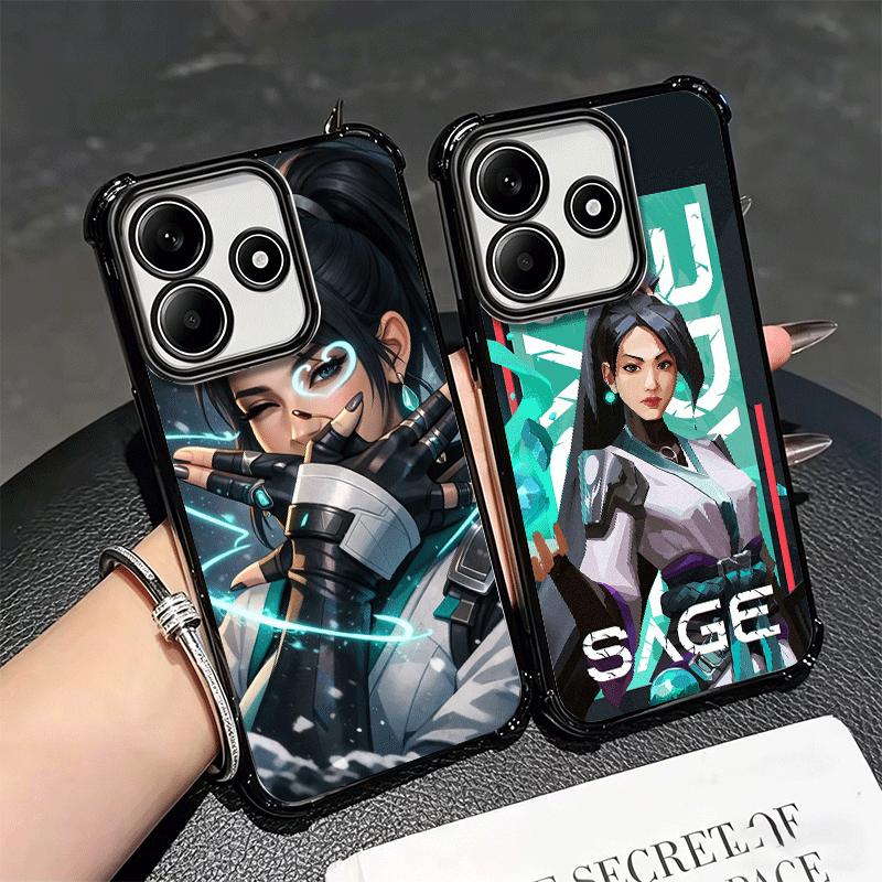Мягкий чехол для телефона V-Valorant Sage для Xiaomi Redmi Note 14 15 Pro Plus 13 12 11S 11T 5G 10 9S 9, гальванический, противоударный, Fundas
