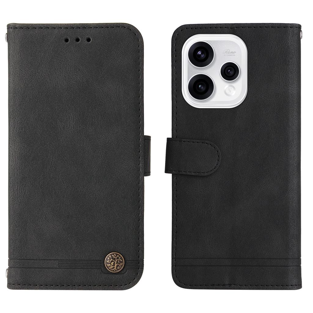 Для Oppo Reno15 5G (Глобальный)/Reno15c 5G (Китай) Кожаные чехлы-кошельки с приятным на ощупь покрытием, чехол-подставка для телефона с ремешком