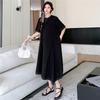 Dimanaf Женское Новое Летнее Платье 2025 Плюс Размер Повседневное Черное Хлопковое Базовое Свободное Длинное Платье Макси Сплошной