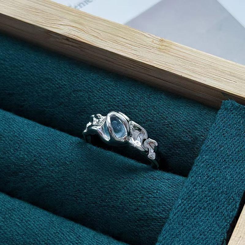 Нишевая текстура, инкрустированный лунный камень, циркон, высококлассный, с чувством индивидуальности, открытое ретро-кольцо, женское