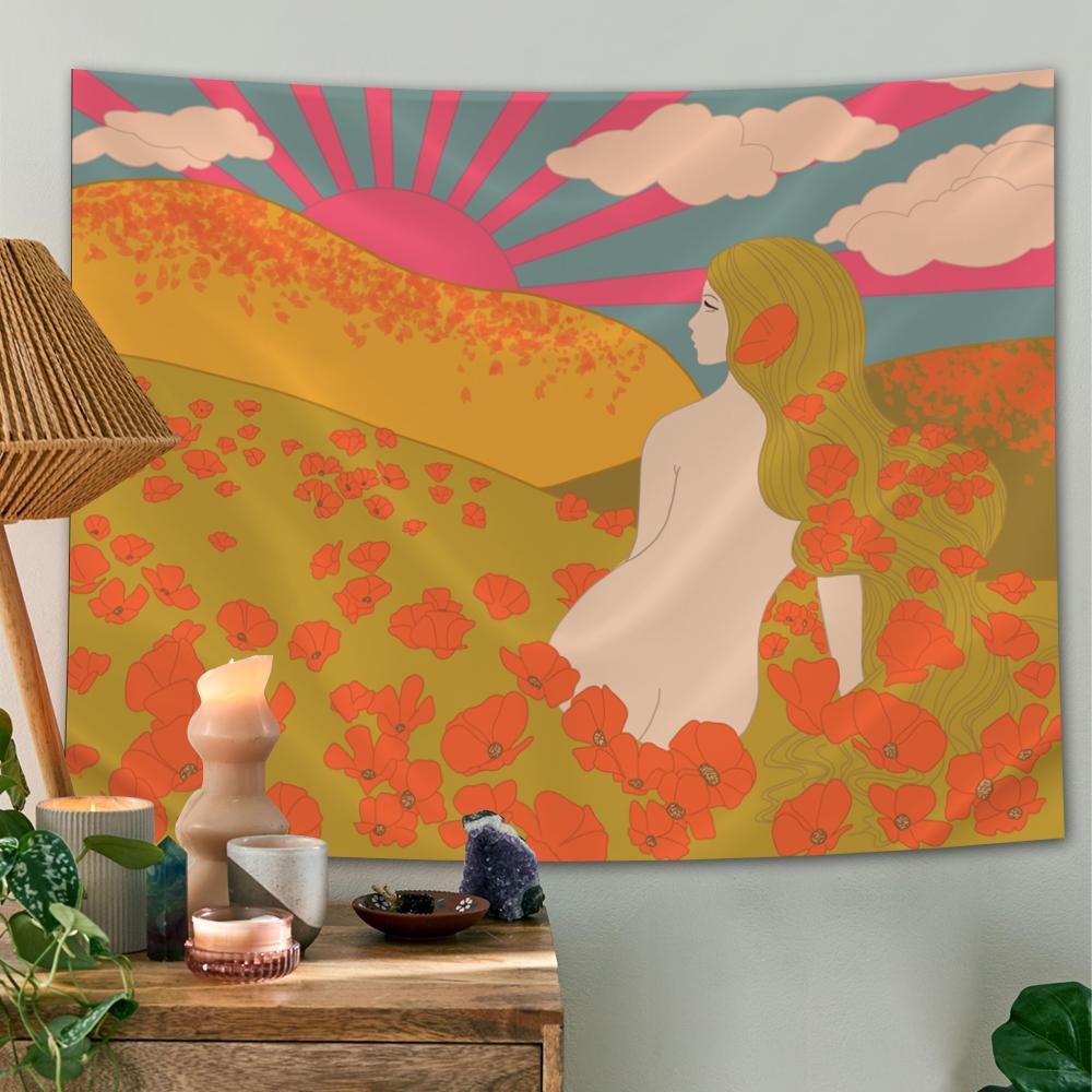 Бохо Солнце Настенный Гобелен Фазы Луны Радужные Гобелены Декор Спальни Покрывало Плед Чехол
