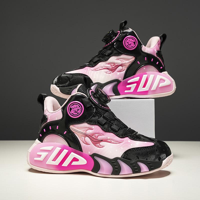 Амортизирующие кожаные баскетбольные кроссовки для мальчиков | Нескользящие, легкие спортивные кроссовки для детей старшего возраста, Осень/Зима 2025