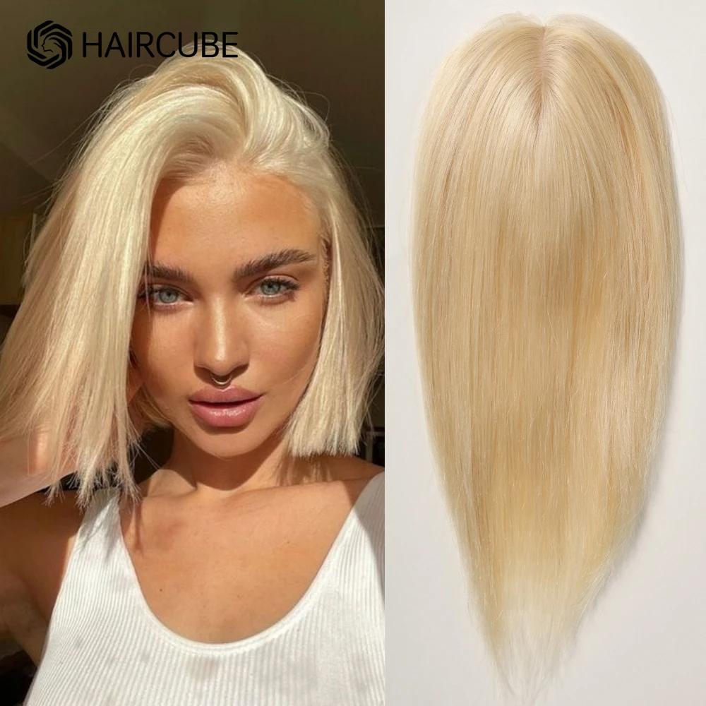 HAIRCUBE 12-дюймовые женские топперы из натуральных волос, золотисто-русые мелированные волосы для женщин, шелковая основа для выпадения волос, зажим в топперах, плотность 150%