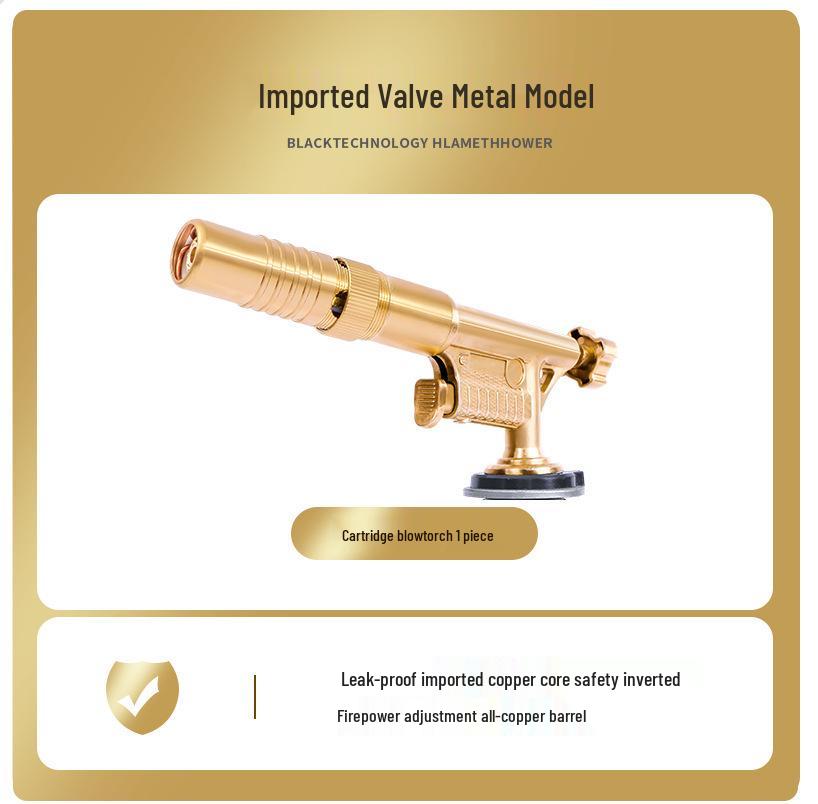 All Copper Flame Torch for Gas Cartridge - Handheld Blowtorch for Pig Hair Removal