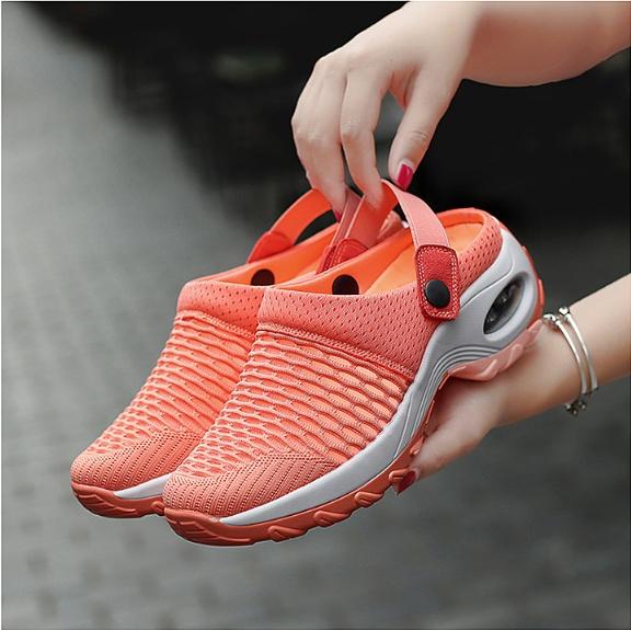 Женские модные летние сандалии, обувь с отверстиями, сандалии без шнуровки на дышащей платформе и воздушной подушке, большие размеры 35-43