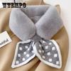 Faux Fur Knitted Shawl for Women - Soft and Warm Winter Neck Wrap Scarf with Dotted Cross Pattern