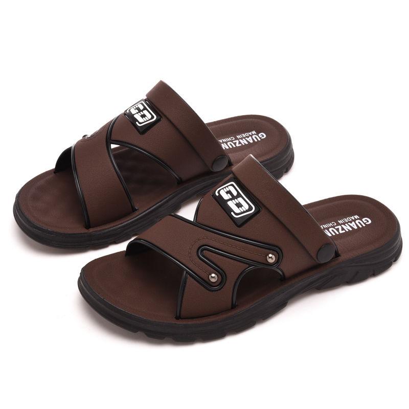 Men's Sandals New Leather Thick Sole Beach Summer Outdoor Wear Waterproof No-Slip Slippers