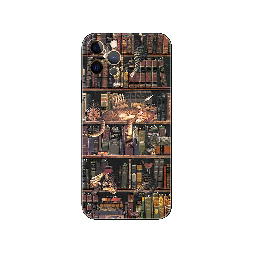 Чехол для телефона cats and the library tree для iPhone 5 5s 2020se 6 6s 7 8 plus x 10 XR XS 11 12 13 mini pro MAX черная задняя крышка из ТПУ