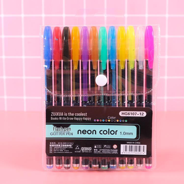 12-Color Glitter Pastel Pen & Highlighter Set for Kids
