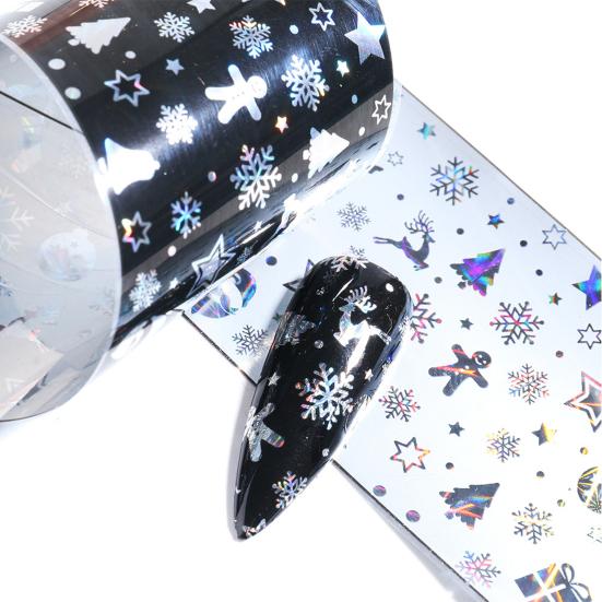 10Pcs Christmas Nail Foil Stickers Snowflake Pattern Nail Design Manicure Nail Art Transfer Sticker