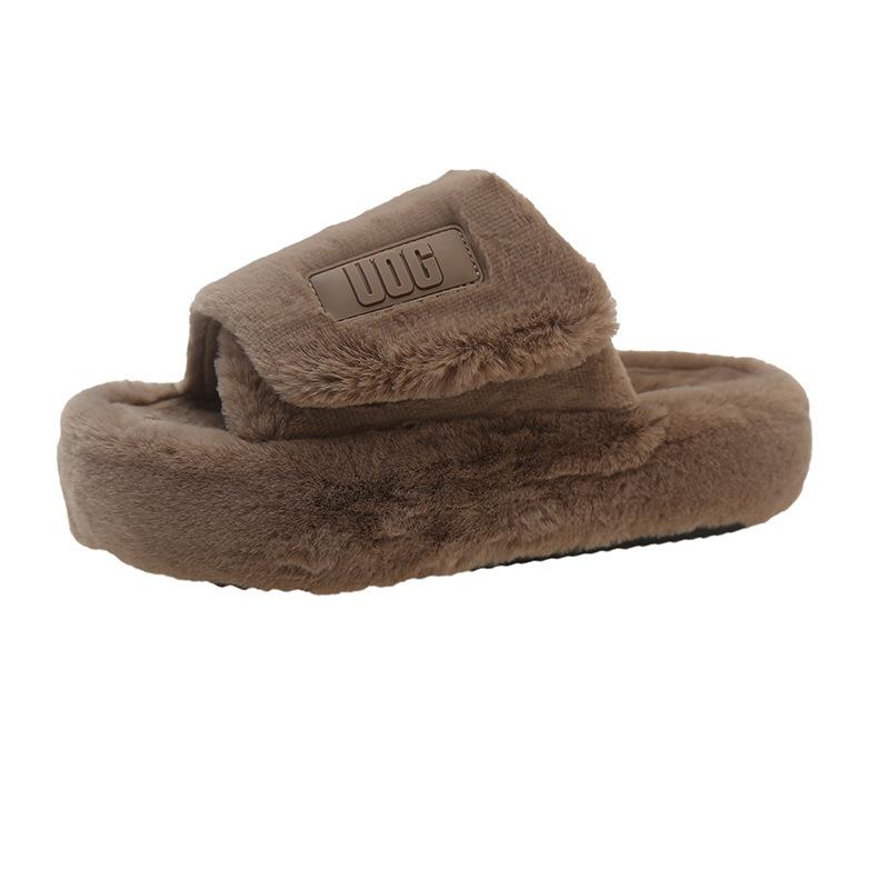 2025 осенняя одежда толстоподошвенные пушистые тапочки женские новая корейская версия повседневные теплые плюшевые тапочки на хлопковой подкладке тренд