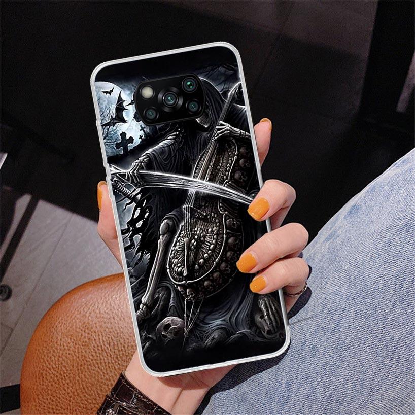Чехол для телефона Скелет Жнец Череп для Xiaomi Poco X5 X6 X7 Pro X4 Gt F7 Ultra M8 M7 Redmi 15C 15 13C 13 12C 12 Уникальный Чехол