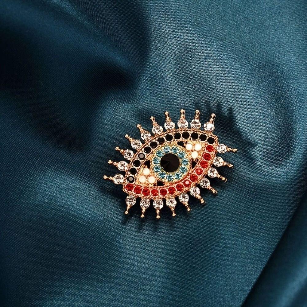 Decoration Luxury Badge Pin Crystal Pendant Rhinestone Eye Brooches Devil Eye Brooch Pin  Gifts