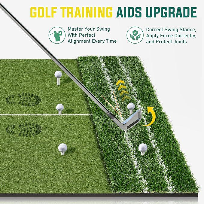 Golf Hitting Mat with White Line for Swing Practice