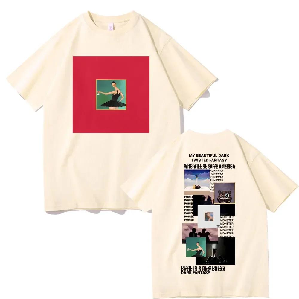 Футболка с обложкой альбома рэпера Канье Уэста My Beautiful Dark Twisted Fantasy, футболки Donda, The College Dropout, унисекс, хип-хоп, винтажная футболка