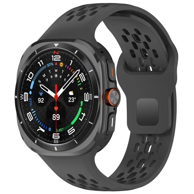 Мягкий силиконовый ремешок для Samsung Galaxy Watch Ultra 2025, модный спортивный дышащий браслет для Samsung Watch 7 Ultra 47 мм Correa