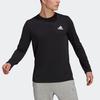 Adidas Solid Logo Crew Neck Long Sleeve T-Shirt Men Tops Black GT5563