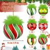 2.4 Inch Christmas Ball Ornaments with Fuzzy Green Hair Glittering Hanging Furry Elf Ball Decoration Red Green Plastic Ball Ornament