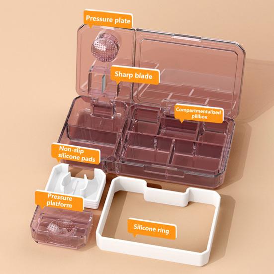 Pill Cutter Case Multiple Compartments Outdoor Supply Compact Tablet Cutter Splitter Divider Good Cutting Eco-Friendly