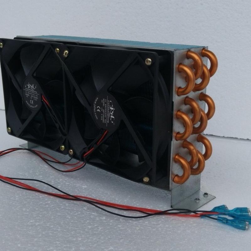 CP4x6x240 Miniature Condenser Air Cooled Copper Tube Fin Radiator Evaporator With 120 Dual Fans