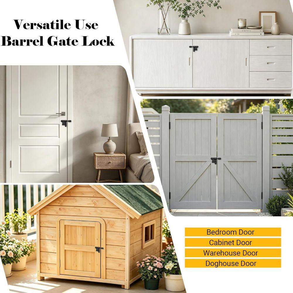 Weatherproof Gate Latch Multi-functional Door Lock Heavy Duty Slide Barrel Bolt  Wooden Fence