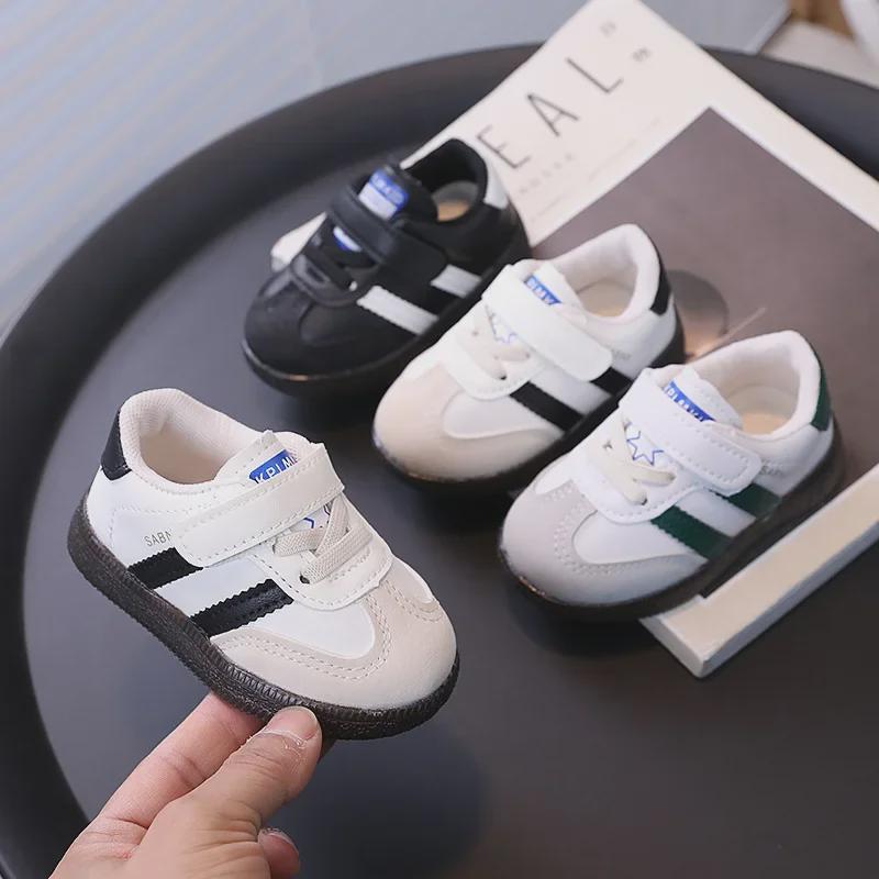 2024 Spring/Autumn Toddler Shoes for Boys & Girls (1-2 Years) - Leather, Sporty Small White Sneakers