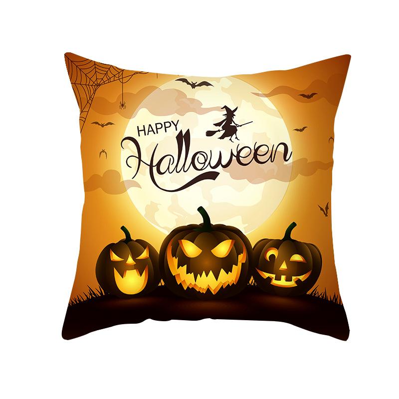 Halloween Cartoon Skull Spider Demon Bat Decorative Pattern Pillow Case Bedroom Living Room Sofa Cinema Garden Throw Pillow Case