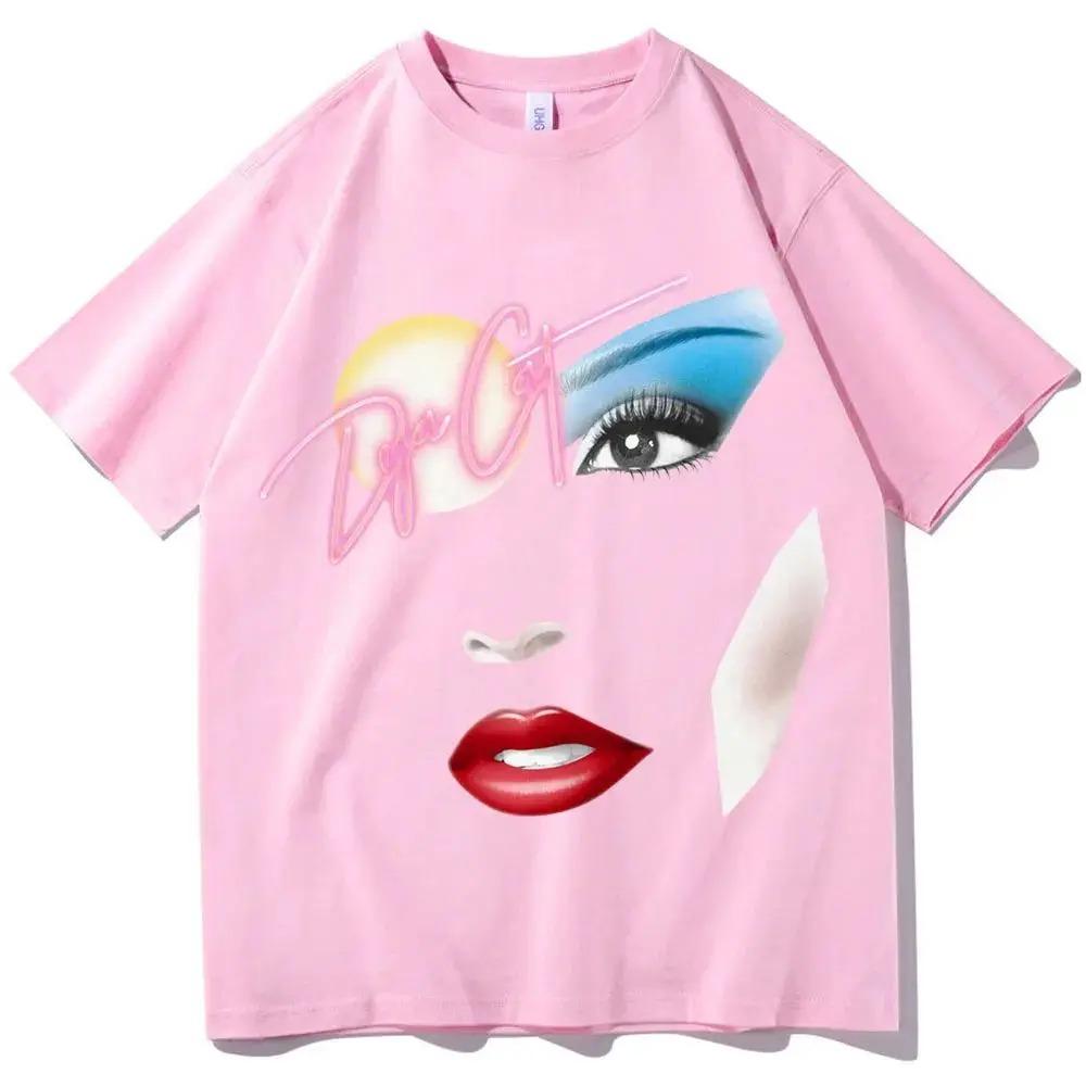 Футболка унисекс Doja Cat с полутоновым рисунком лица, забавный узор, новая, летняя, с круглым вырезом, 100% хлопок, модная, в стиле Харадзюку, оверсайз, повседневный топ