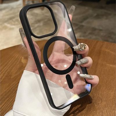 Роскошный чехол MagSafe с магнитной беспроводной зарядкой для iPhone 16, 15, 14 Plus, 13, 12 Max, мягкий прозрачный бампер.