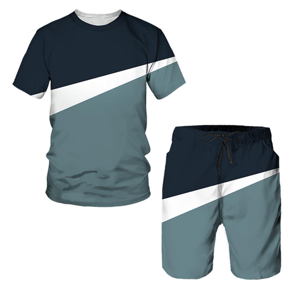 Fashion Brief Style Summer Tracksuits Leisure O-neck Short Sleeve Tees Set Unisex Outdoor Sports Top Shorts 2 Piece Outfit Sets