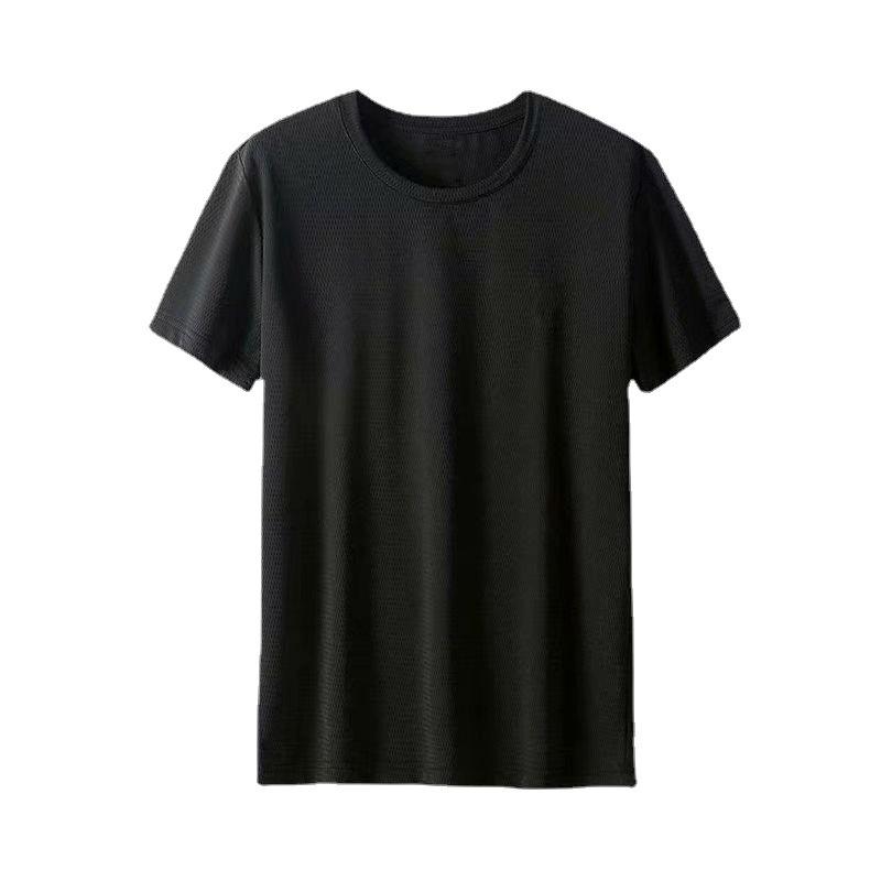 Men's Summer Mesh Ice Silk Quick-Dry Short-Sleeve Round Neck T-Shirt - Breathable, Loose Fit, Plus Size Sports Top