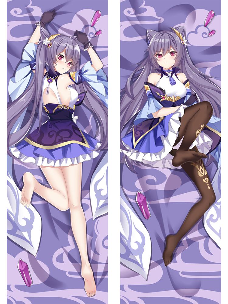Genshin Impact Keqing Dakimakura Anime Otaku 2-Side Printed Waifu Decor Hugging Body Pillow Case Otaku Cushion Pillows Cover