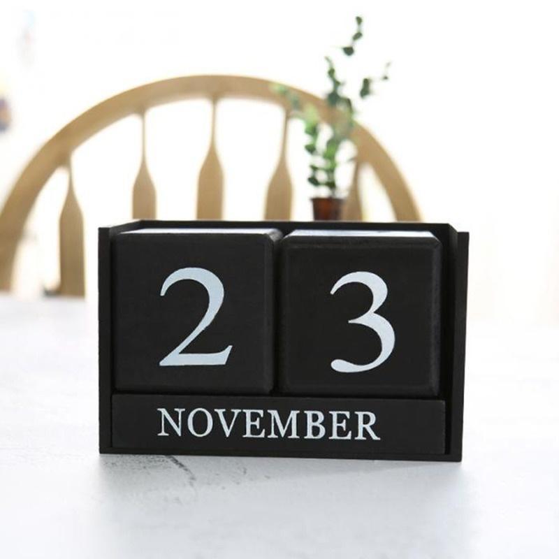 1Pcs Cute Vintage Desktop Wooden Letters Calendar Cube Block Home Decoration Accessories Prop Letter Wooden Calendar