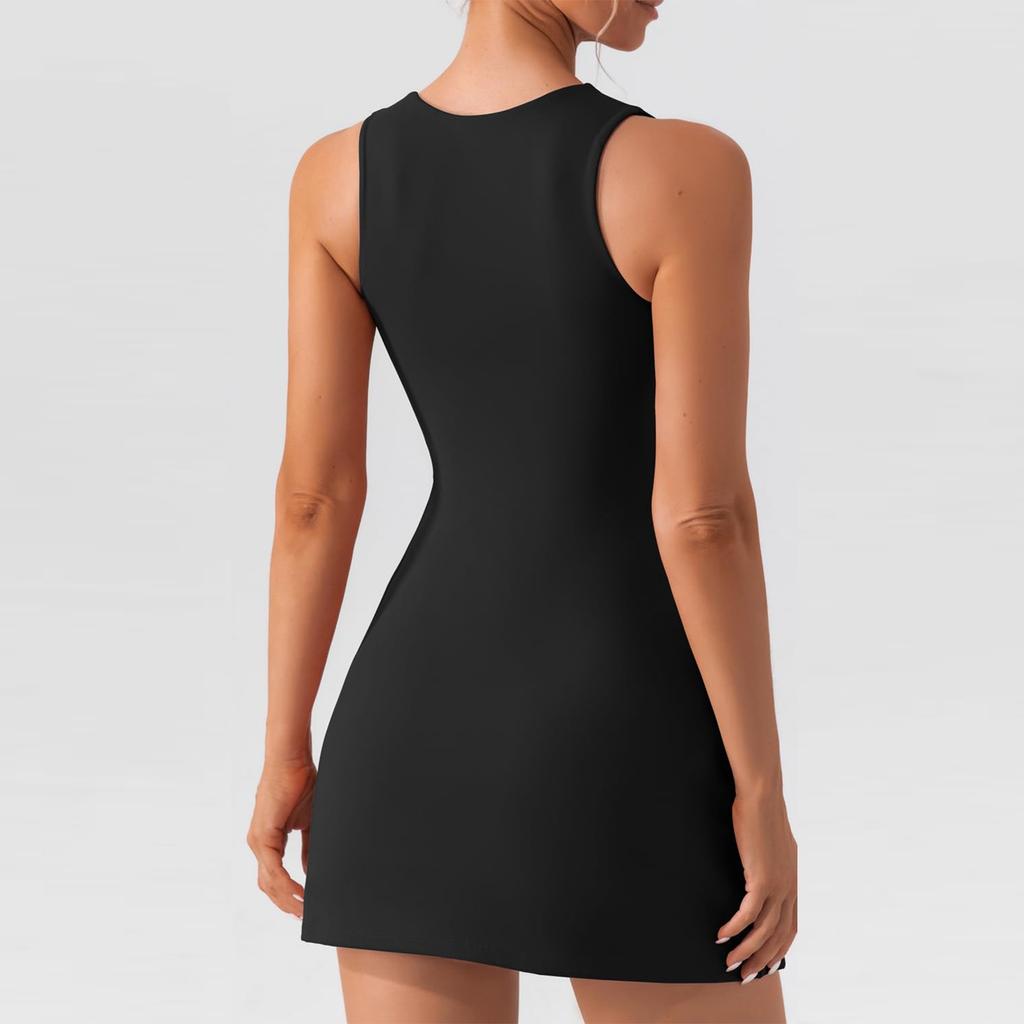 Women's Square Neck Bodice Dress Sleeveless Tank Top Stretch  Dresses